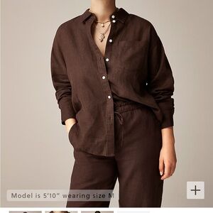 J.Crew Etienne oversized shirt in Baird McNutt Irish linen (Deep Chocolate)